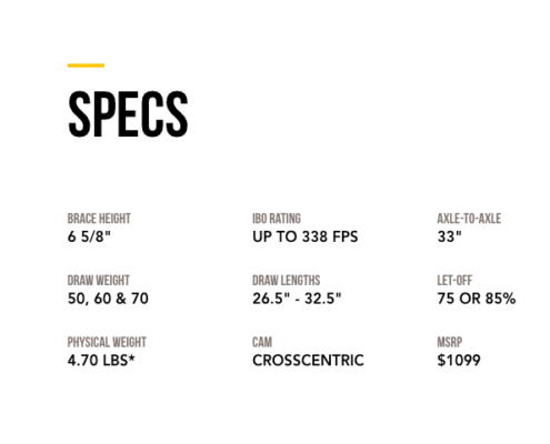 2019 Mathews Traverse Specs Sheet